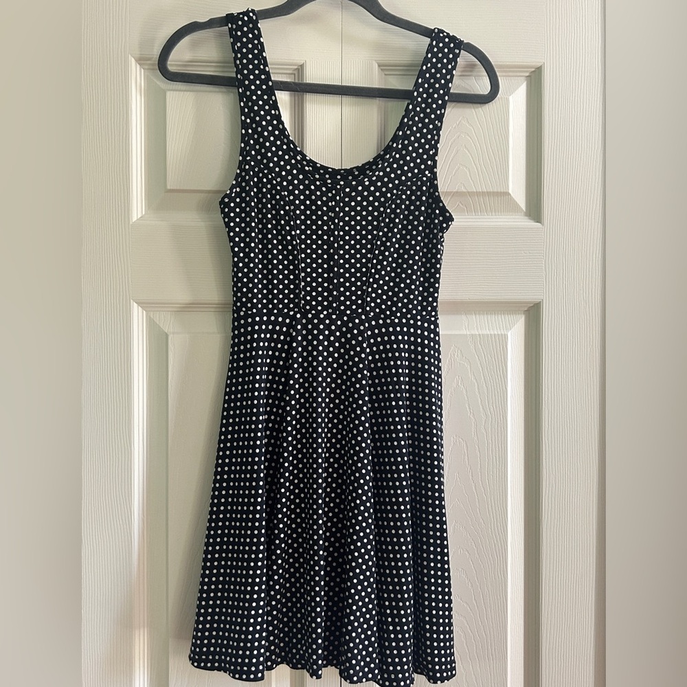 Free People Dress Size XS Black White Polka Dot Sleeveless Scoop Neck